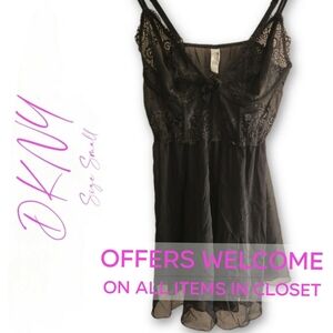 DKNY Black Lacey Flowy Chemise